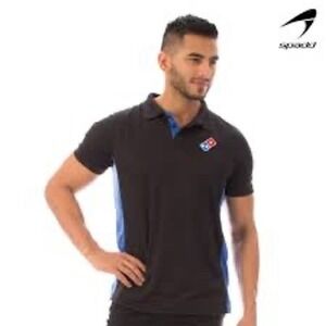 Dominos Pizza Employee Uniform Polo Shirt Mens XL Black Blue Barco Workwear